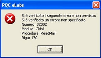 errore ricezione mail